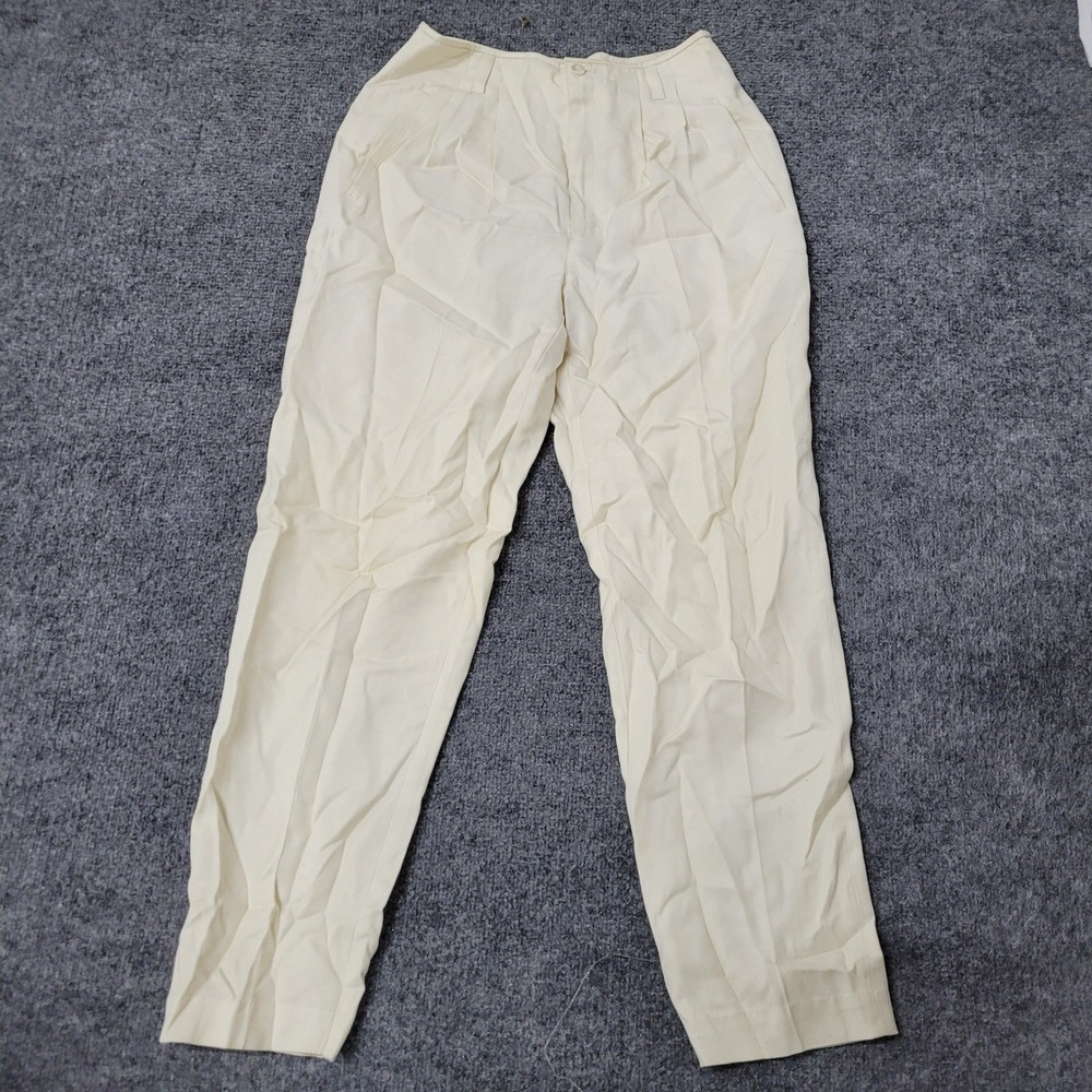 First Issue Pants Womens Size 8 Cream Wool Blend Pleated High Waist Tapered Flaw